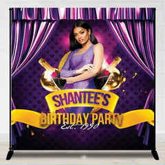 Lofaris Purple Curtain Beer Custom Photo Birthday Backdrop