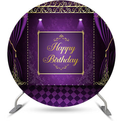 Lofaris Purple Curtain Elegance Round Birthday Backdrop