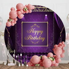 Lofaris Purple Curtain Elegance Round Birthday Backdrop