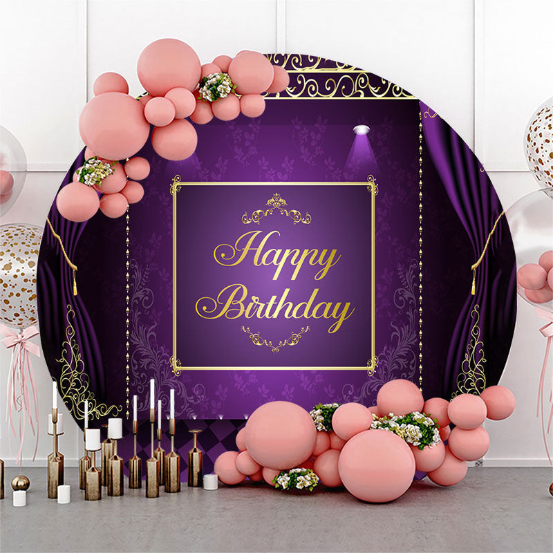 Lofaris Purple Curtain Elegance Round Birthday Backdrop