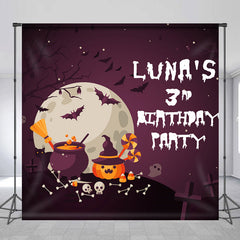 Lofaris Purple Custom Helloween 3rd Birthday Party Backdrop