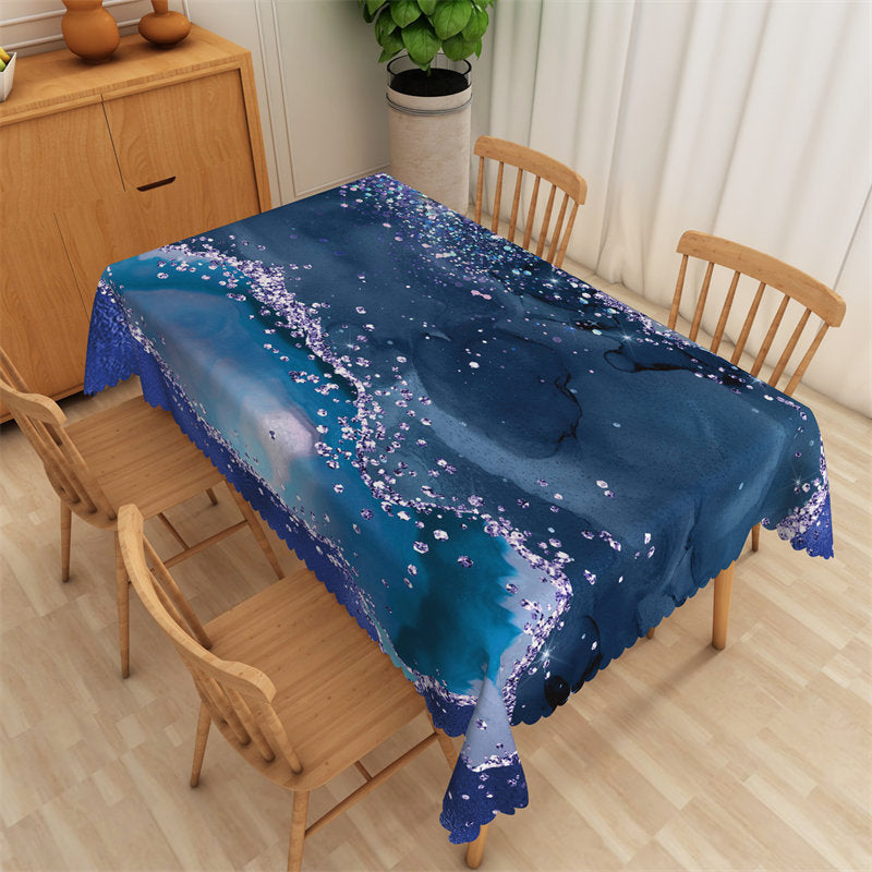 Lofaris Purple Diamonds Indigo Abstract Kitchen Tablecloth