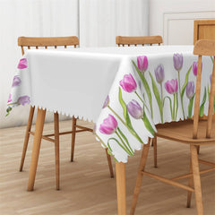 Lofaris Purple Floral Boho Rectangle Tablecloth For Home Decor