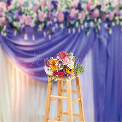 Lofaris Purple Floral Curtain Valentines Day Photo Backdrop