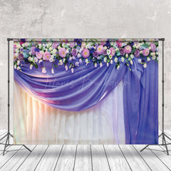 Lofaris Purple Floral Curtain Valentines Day Photo Backdrop