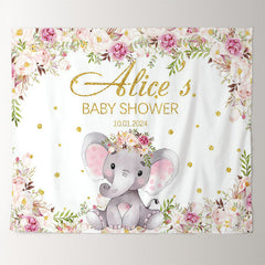 Lofaris Purple Floral Elephant Custom Baby Shower Backdrop