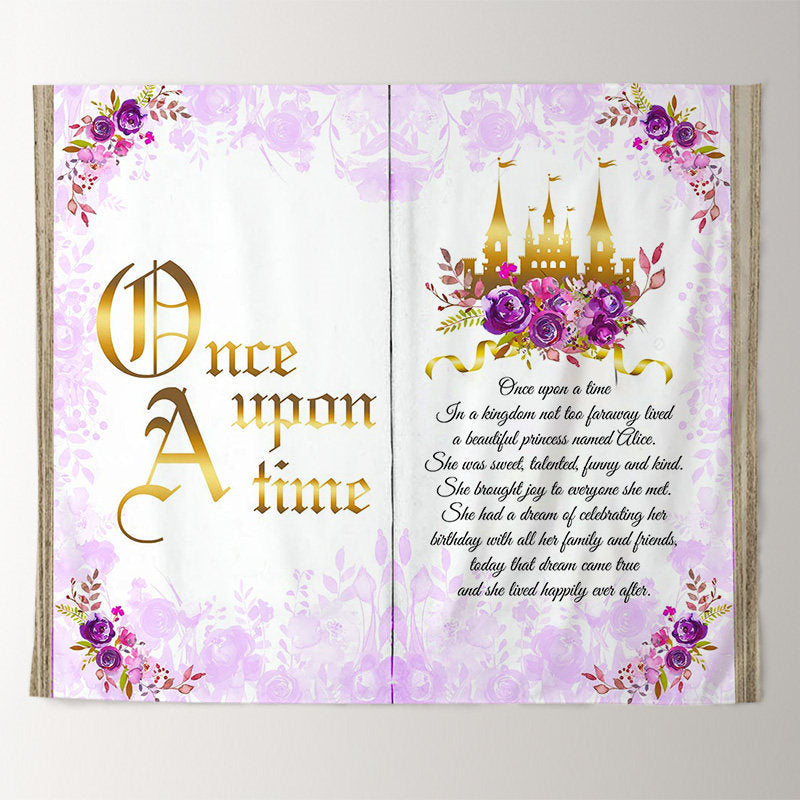 Purple Floral Fairy Tale Custom Birthday Backdrop - Lofaris