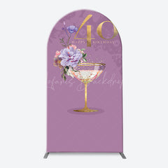 Lofaris Purple Floral Goblet Arch 40th Birthday Backdrop