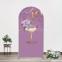 Lofaris Purple Floral Goblet Arch 40th Birthday Backdrop