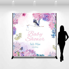 Lofaris Purple Floral Goose Customized Baby Shower Backdrop