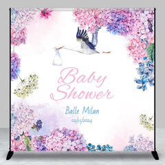 Lofaris Purple Floral Goose Customized Baby Shower Backdrop