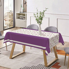 Lofaris Purple Floral Leaves Rustic Rectangle Tablecloth