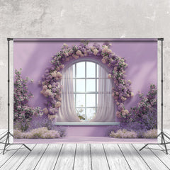 Lofaris Purple Floral Wall Window Backdrop For Photography