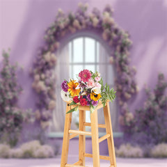 Lofaris Purple Floral Wall Window Backdrop For Photography