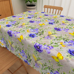 Lofaris Purple Flower Yellow Butterfly Picnic Tablecloth