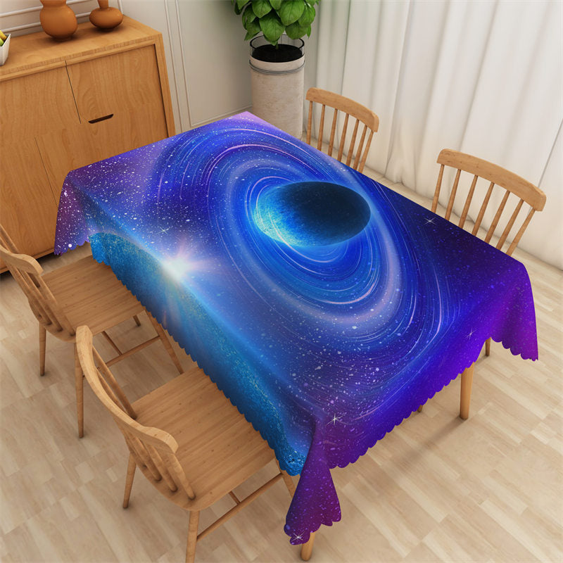 Lofaris Purple Galaxy Space Star Halo Rectangle Tablecloth