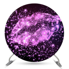 Lofaris Purple Glitter Lip Prints Birthday Round Backdrop