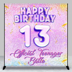 Lofaris Purple Glitter Ribbon Custom 13Th Birthday Backdrop