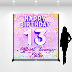 Lofaris Purple Glitter Ribbon Custom 13Th Birthday Backdrop