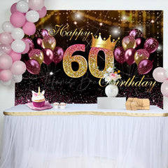 Lofaris Purple Gold Balloon Sparkles 60th Birthday Backdrop