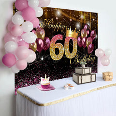 Lofaris Purple Gold Balloon Sparkles 60th Birthday Backdrop