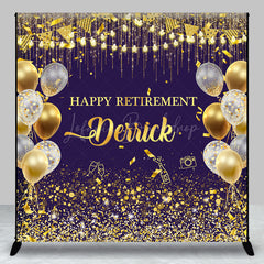 Lofaris Purple Gold Balloons Custom Name Retirement Backdrop