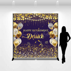 Lofaris Purple Gold Balloons Custom Name Retirement Backdrop