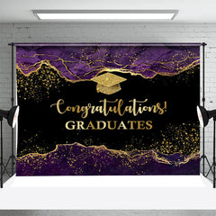 Lofaris Purple Gold Marble Texture Backdrop For Graduation