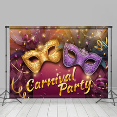 Lofaris Purple Gold Masks Masquerade Mardi Gras Carnival Party Backdrop