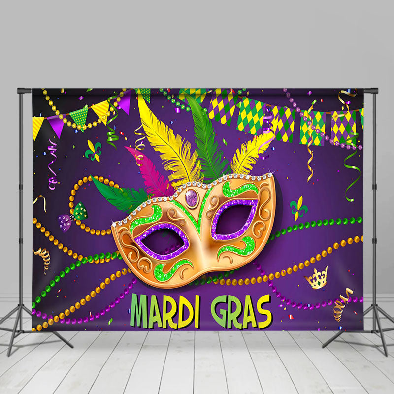 Lofaris Purple Gold Masquerade Mardi Gras Carnival Backdrop