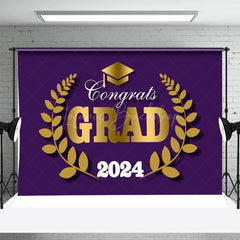 Lofaris Purple Golden Hat Leaves 2024 Graduation Backdrop