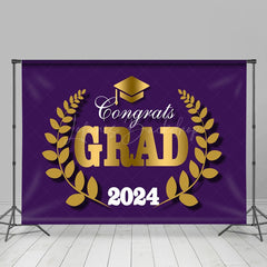 Lofaris Purple Golden Hat Leaves 2024 Graduation Backdrop