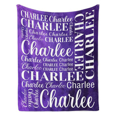 Lofaris Purple Gradation White Text Custom Name Blanket