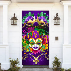 Lofaris Purple Green Clown Masquerade Birthday Door Cover