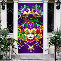 Lofaris Purple Green Clown Masquerade Birthday Door Cover