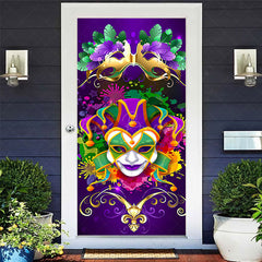 Lofaris Purple Green Clown Masquerade Birthday Door Cover