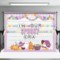 Lofaris Purple In Our Spooky Era Wooden Halloween Backdrop