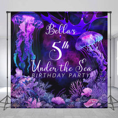 Lofaris Purple Jellyfish Coral Custom 5th Birthday Backdrop