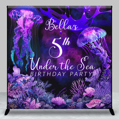 Lofaris Purple Jellyfish Coral Custom 5th Birthday Backdrop