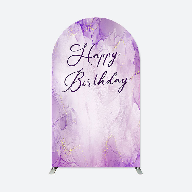 Lofaris Purple Lavender Marble Happy Birthday Arch Backdrop