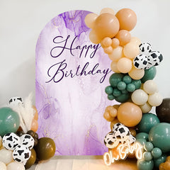 Lofaris Purple Lavender Marble Happy Birthday Arch Backdrop