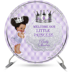 Lofaris Purple Little Princess Round Baby Shower Backdrop