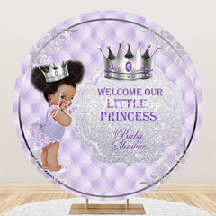 Lofaris Purple Little Princess Round Baby Shower Backdrop