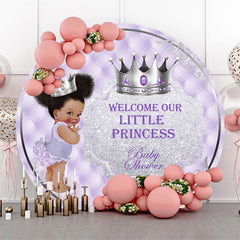 Lofaris Purple Little Princess Round Baby Shower Backdrop