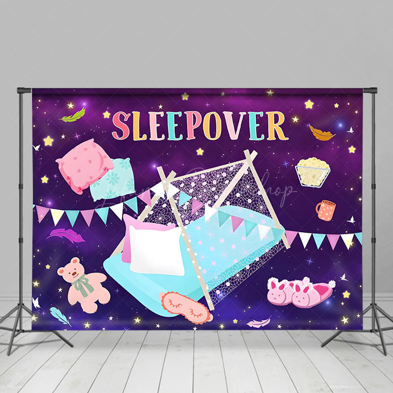 Lofaris Purple Night Flags Tent Sleepover Party Backdrop