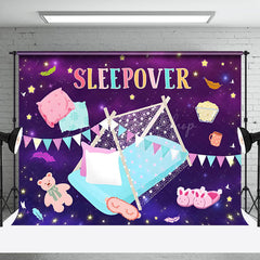 Lofaris Purple Night Flags Tent Sleepover Party Backdrop