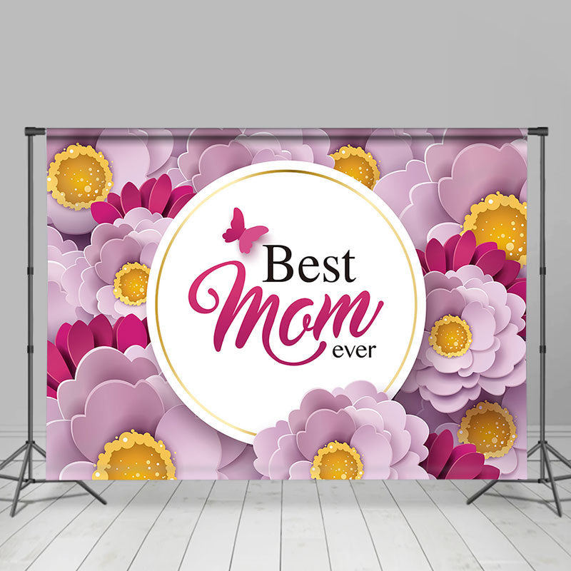 Lofaris Purple Paper Floral Yellow Mothers Day Backdrop