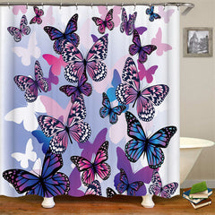 Lofaris Purple Pink Butterfly 3D Bathroom Shower Curtain