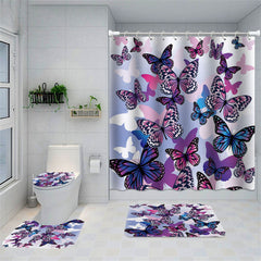 Lofaris Purple Pink Butterfly 3D Bathroom Shower Curtain