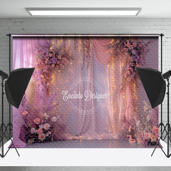 Lofaris Purple Pink Curtain Dim Light Floral Photo Backdrop